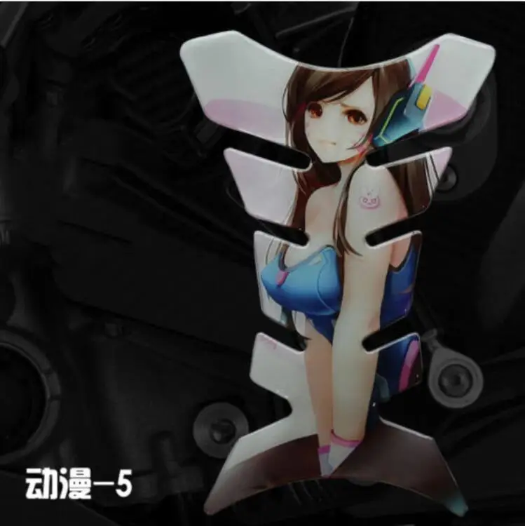 Anime Motorcycle Reflective Oil Fuel Tank Pads, Protector Stickers, Decals, Girl