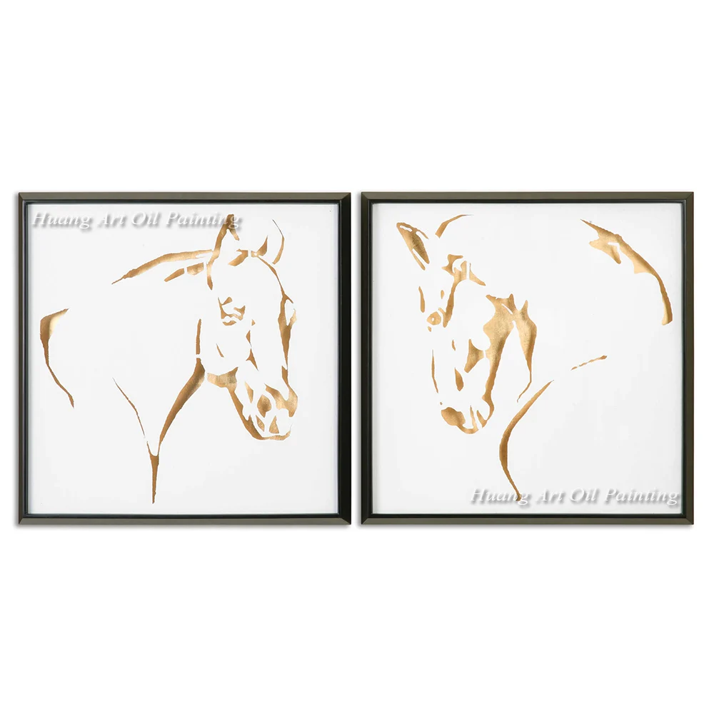 Handmade Modern Simple Oil Painting on Canvas Hand Painted Animal For Room Decor Horse Head Painting White Paintings