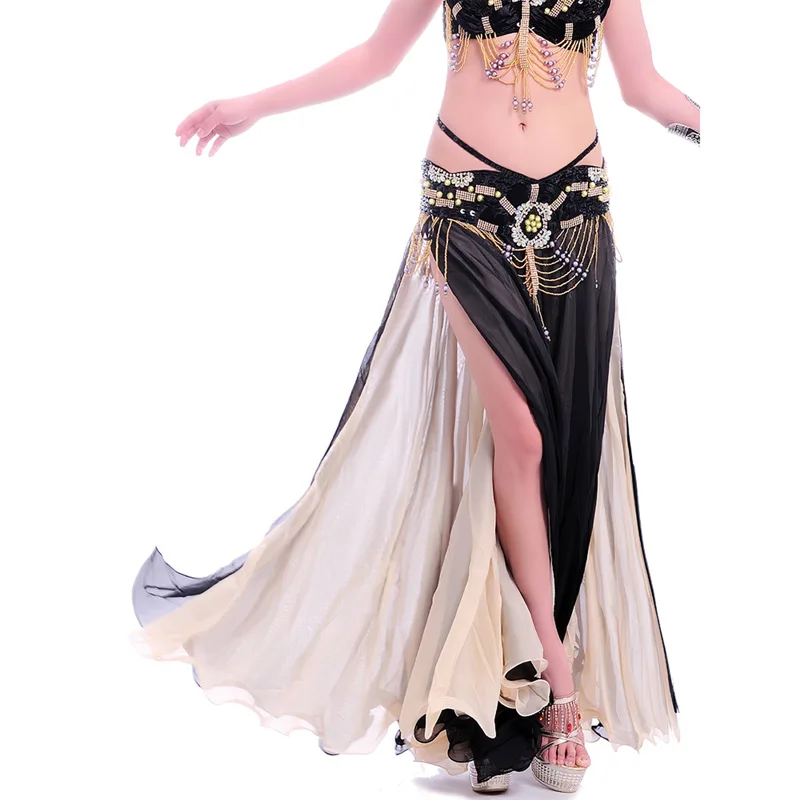 Grote Schommel Buikdans Rokken Vrouwen Buikdans Kostuum 2 Slits Chiffon Rok Belly Dancer Rok Prestaties Buikdansen Rokken