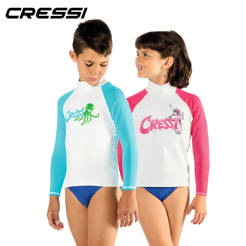 

Cressi Kids' Rash Guard Long Sleeves for Water Activities - UV Sun and Wind Protection, Keeps Warmth - Boys Girls Swimming