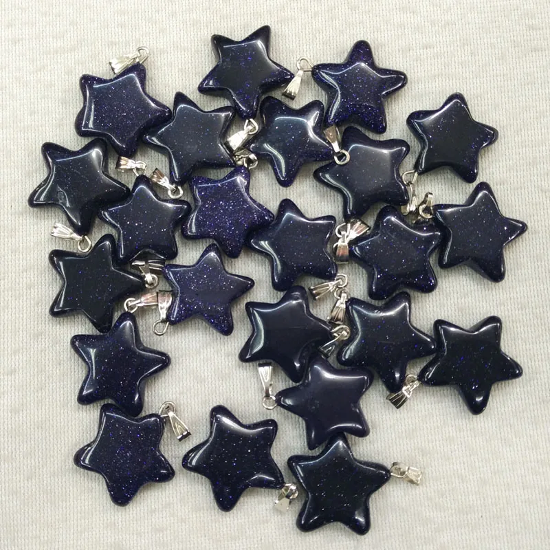 Fashion good quality blue sand stone five-pointed star charm pendants for  jewelry making 50pcs/lot Wholesale free shipping