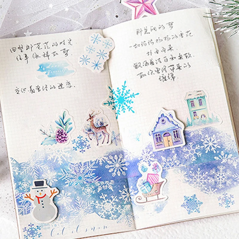 Kawaii Polar Scenery Decorative Stickers Adhesive Mini Paper Sticker For DIY Scrapbook Diary Album Seal Sticker Stationery Gifts