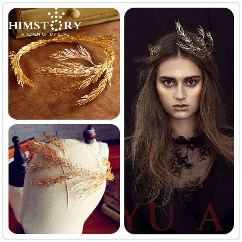 HIMSTORY Handmade Branch Crown Tiara Headbpieces Leaf Evening Party  Hair Accessoies