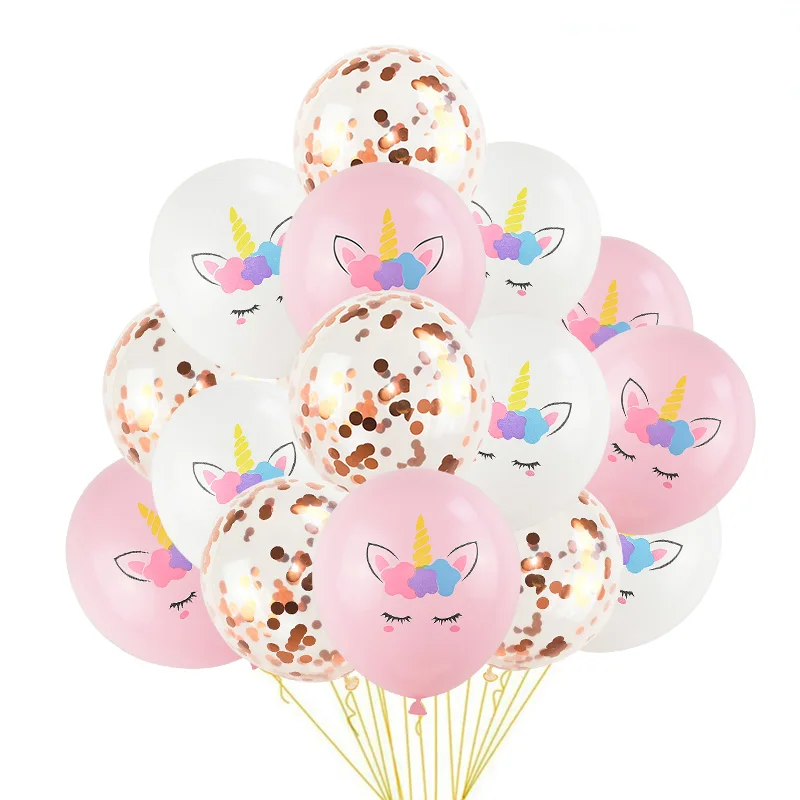 1 Set Unicorn Party Balloons Birthday Baloon Unicorn Decoration Latex Confetti Balloon Birthday Party Decoration Balloons Kids