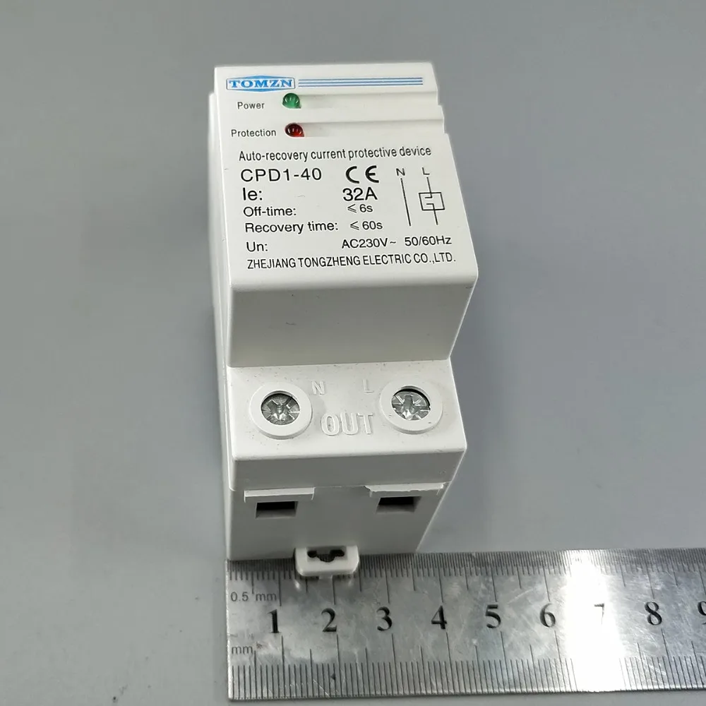 32A 230V 50/60hz Din rail automatic recovery reconnect over Current limiting protective device protector