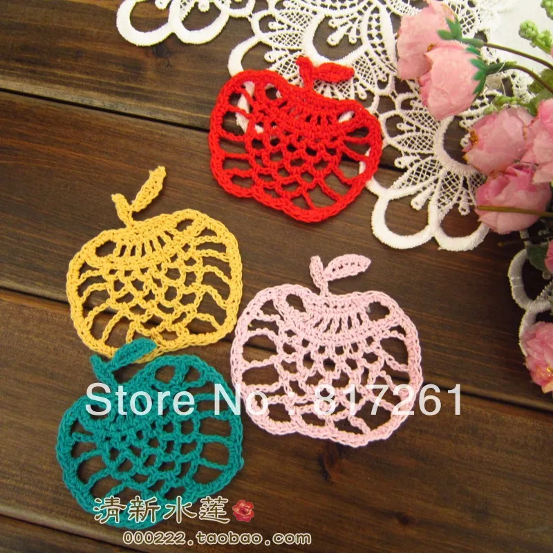 Free shipping 20pic/lot  2014 new lace doilies mat tableware dinning table decoration vase pad cup mat coaster apple shape