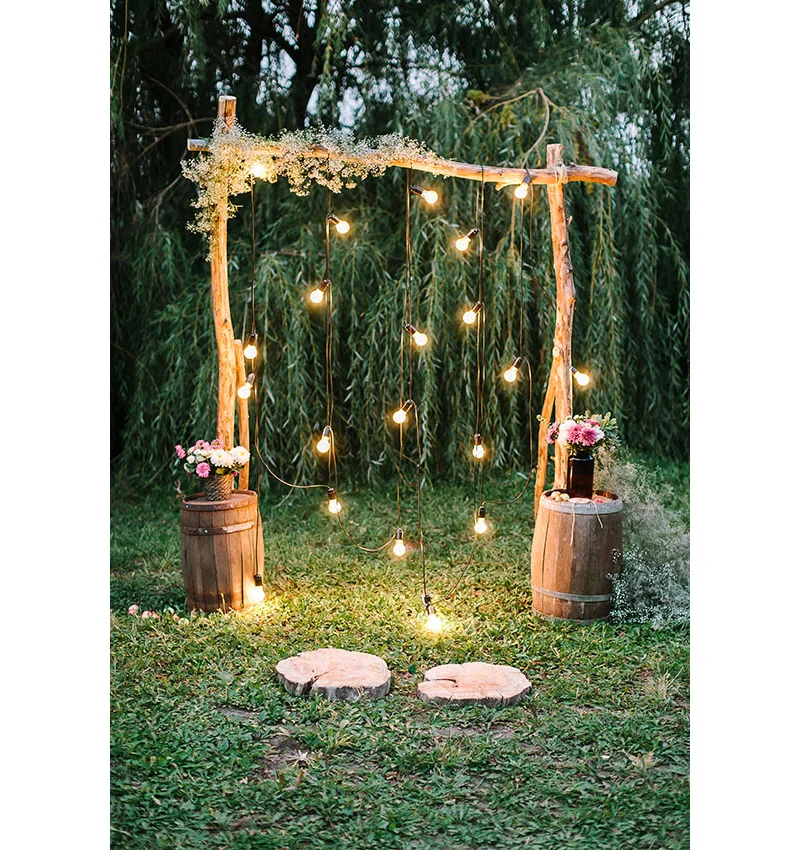 

Spring Lights Garland Gate Wedding Ceremony Scene Photography Backgrounds Custom Photographic Backdrops Photo Studio