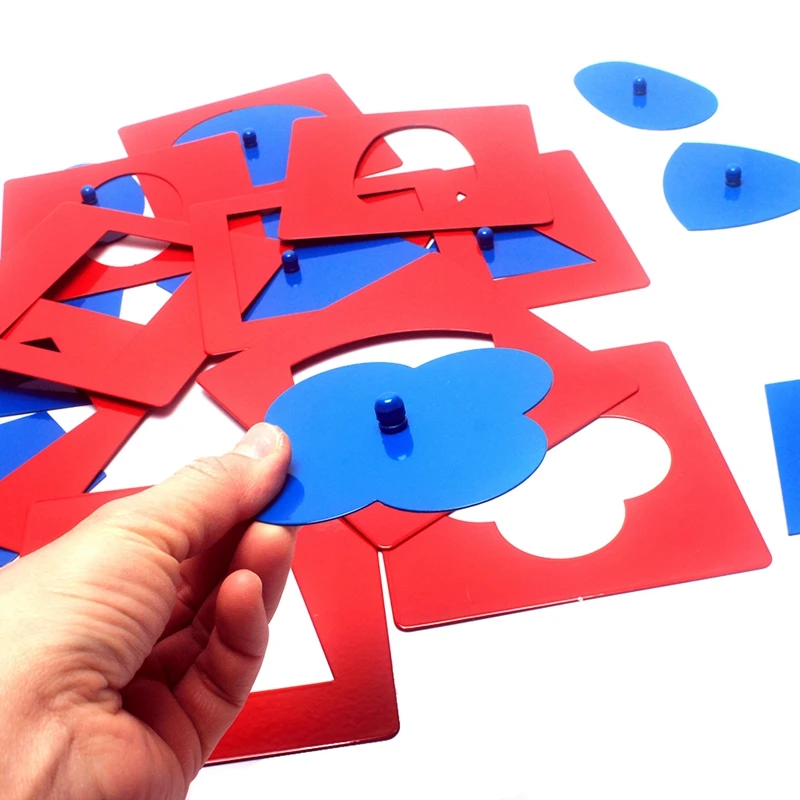 Giocattoli per bambini materiali Montessori Set di inserti in metallo di qualità professionale/10 forme geometriche prescolari per l'educazione della prima infanzia