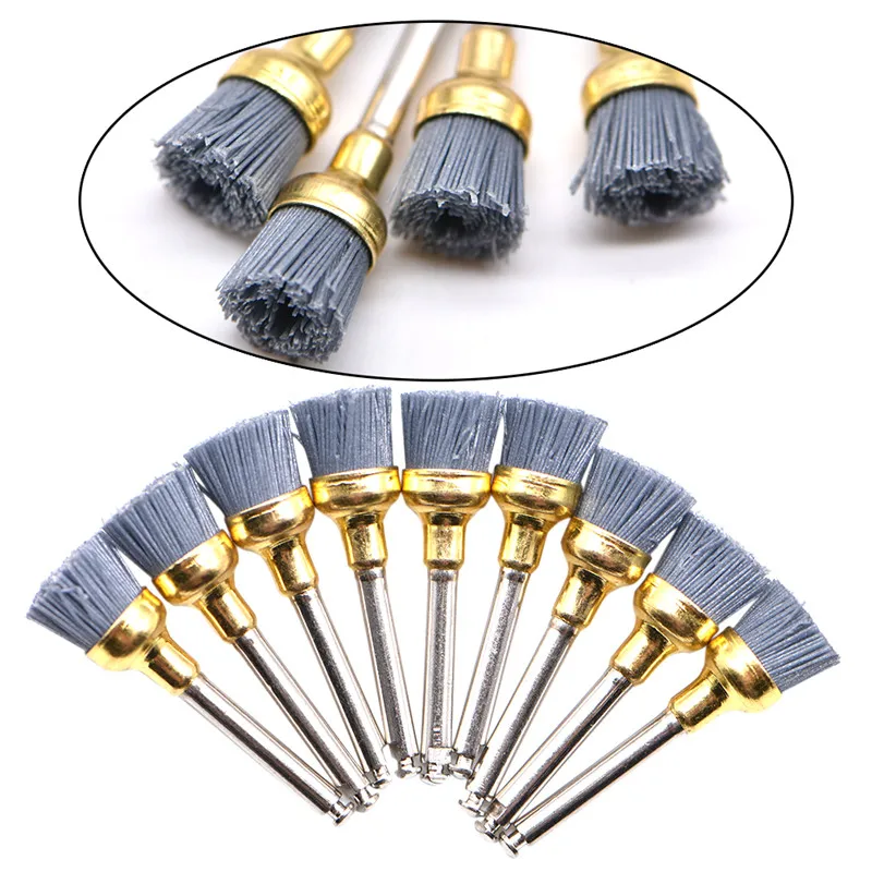 20Pcs/lot Dental Polishing Brush Silicon carbide Nylon Latch Flat Polishing Polisher Prophy Brushes Bristles Dental Lab Material