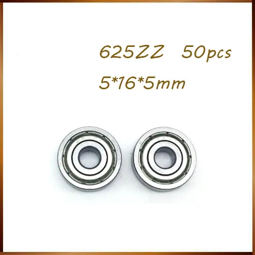 Free shipping 50pcs/lot 625 625ZZ 5X16X5 625Z Miniatura Deep Groove Ball Bearing for 3D printer parts