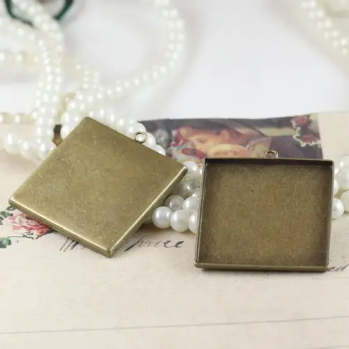 

Free shipping!!! Lead Free 25mm bronze color square Cameo Base Settings,pendant base,pendant blank