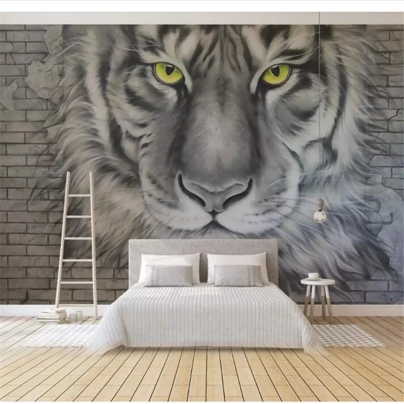 

wellyu papel de parede Custom wallpaper 3D relief embossed tiger brick wall background wall painting brick wallpaper tapeten