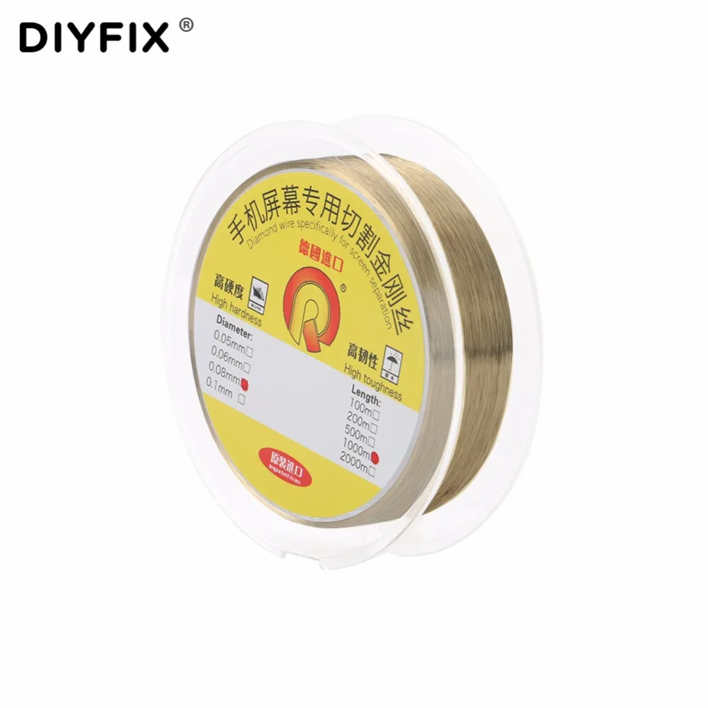 DIYFIX 0.08mm x 1000 m drut diamentowy linii cięcia dla iPhone telefon komórkowy Samsung ekran LCD do telefonu separacji narzędzia ręczne z uchwytem
