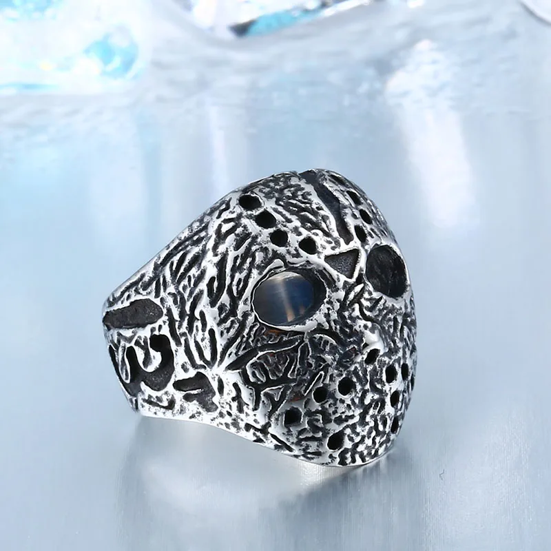 BEIER New Halloween Men Ring 316L Stainless Steel Biker Jason Voorhees Hockey Antique Jewelry BR8-192