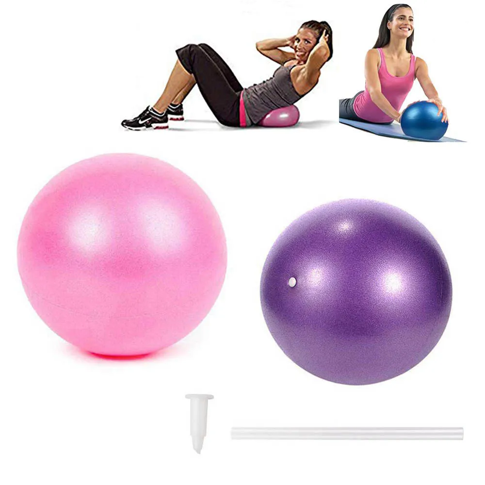 Mini Yoga Ball Fitness Small Exercise Pilates Balls with Inflatable Straw PVC 25cm Yoga Massage Ball Gym Home Stability Training