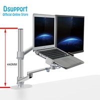 Aluminum Height Adjustable Desktop Dual Arm 17-32 inch Monitor Holder+10-17 inch Laptop Stand OLL-3L Full Motion Mount Arm