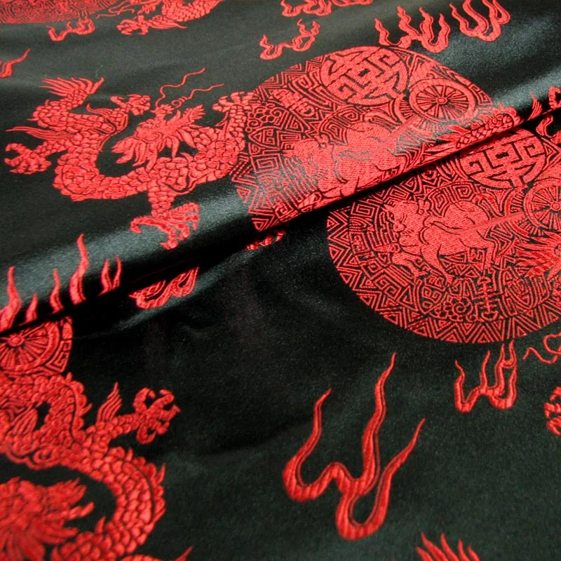 Black dragon prosperous brocade silk satin fabric / cloth half meter / China wind Tang costumes/100CM*75CM