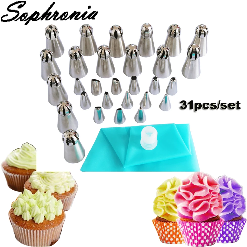 

Sophronia 31PCS/set Icing Nozzle Stainless Steel Piping Tips DIY Cake Making Tools Pastry Nozzles Pastry Tools CS119