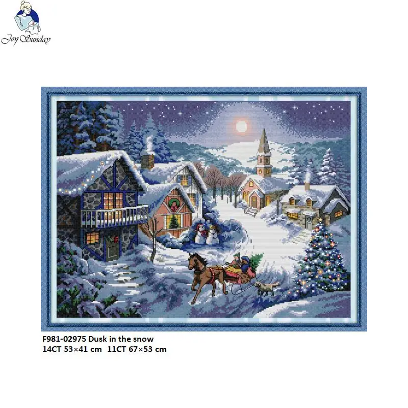 

Joy Sunday Dusk in the Snow Canvas DMC 11ct 14ct Counted Chinese Cross Stitch Kits Printed for Embroidery Home Decor Needlework