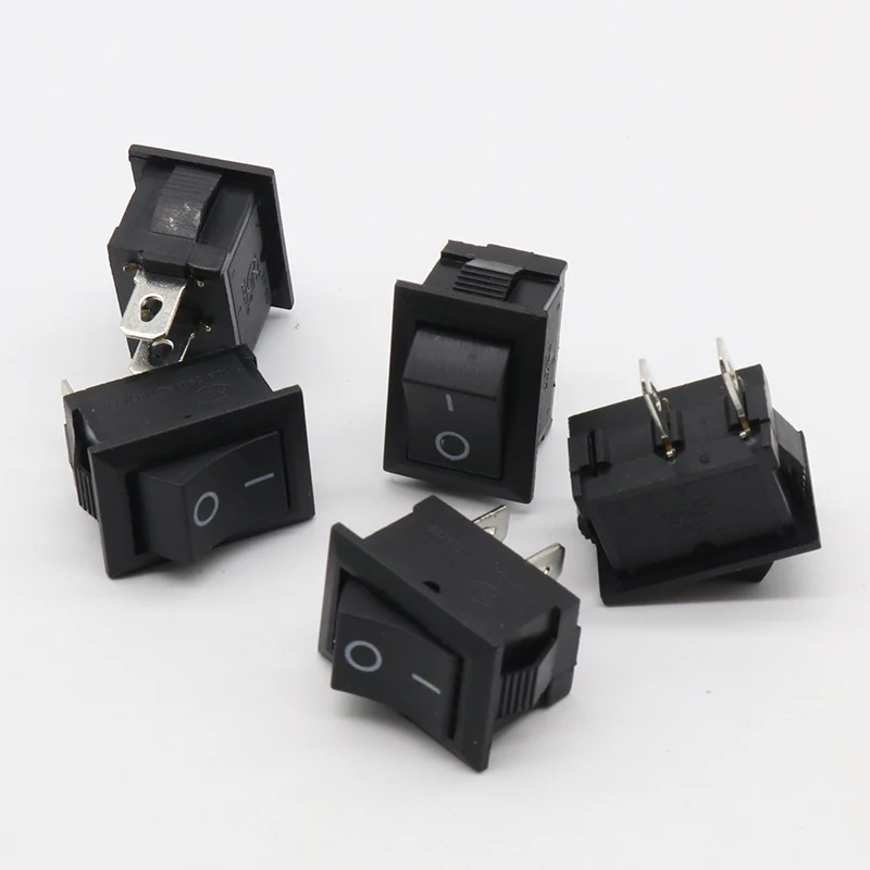 5Pcs/Lot Black Push Button Mini Switch 6A-10A 110V 250V KCD1 2Pin Snap-in On/Off Rocker Switch 5PCS/Lot 21MM*15MM BLACK