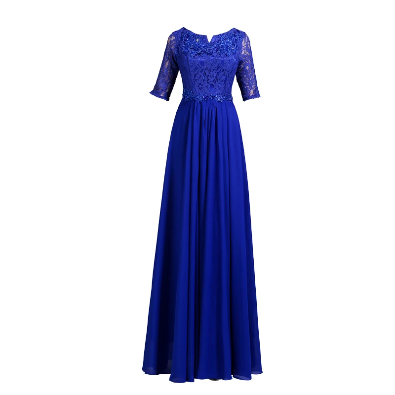 Vestido de noite chiffon para mulheres, vestido de baile longo, boêmia, vestido de renda azul royal, festa de casamento, coro, atacado