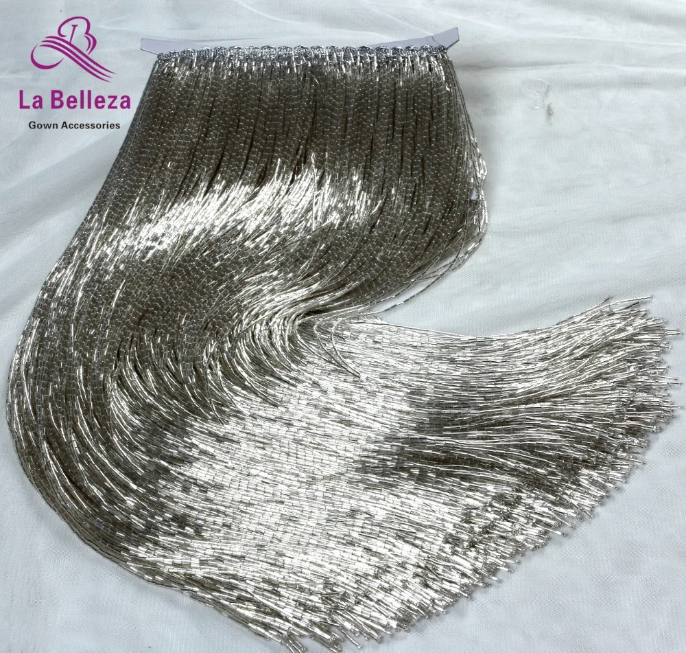 5.5yards New fashion silver beads tassel fringe 15cm width for decoration dress/fashion designer