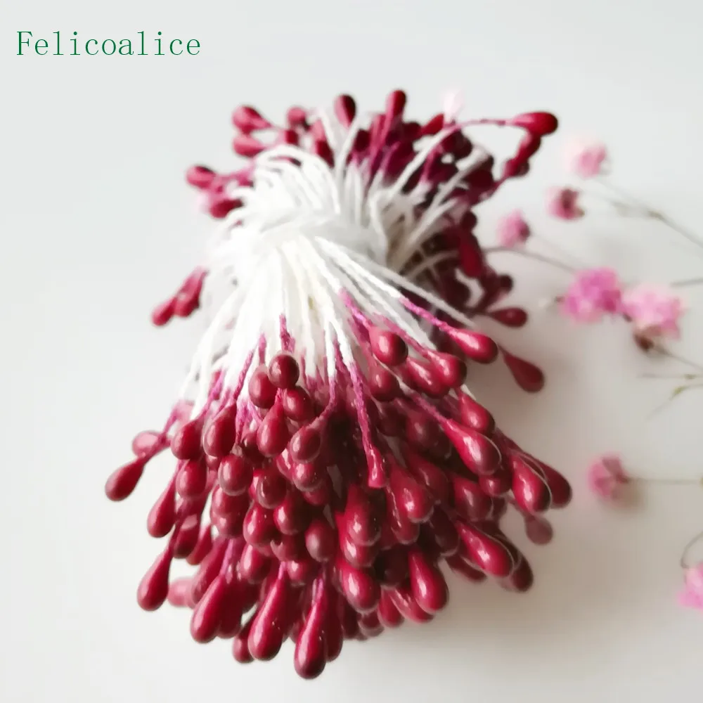 3mm 500 stücke Perle Blume Staubblatt Stempel Kuchen Dekoration Für DIY Doppel Köpfe Floral Staubblatt Für DIY Hochzeit dekoration – Detail 22
