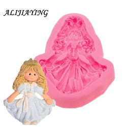 1Pcs Princess Girl Cake Silicone Molds Baby Biythday Party Fondant Cake Decorating Tools Candy Chocolate Gumpaste Moulds D0563