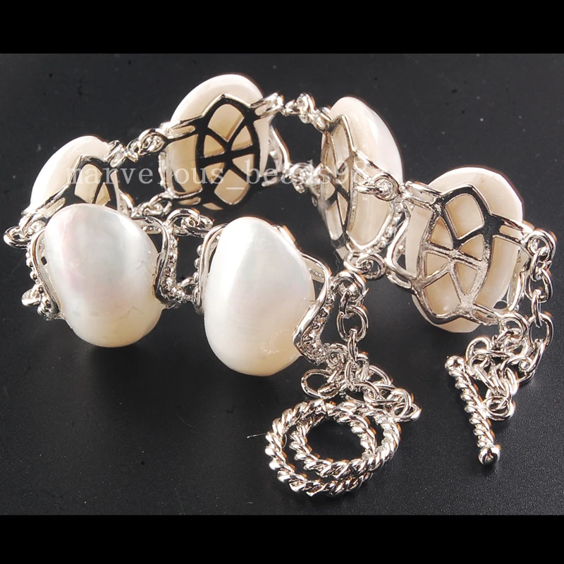 Beautful Jewelry White Mother of Pearl Shell Art Women Men Bead Bracelet  7~9