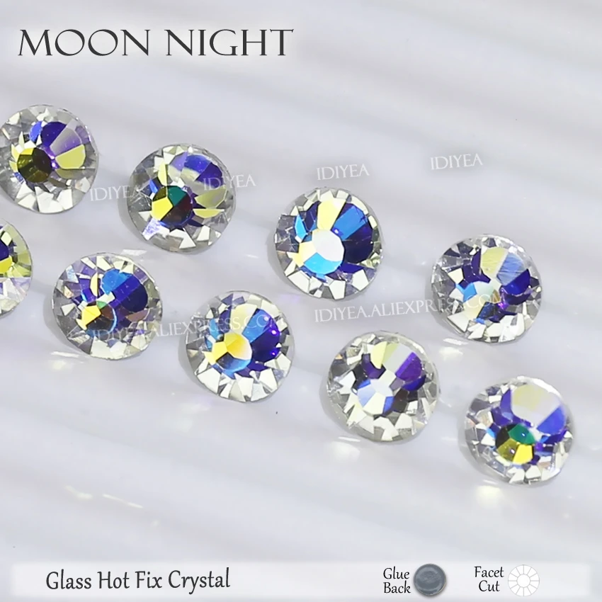 Moon Night hotfix rhinestones for needlework clothes flatback crystal hot fix stones strass glitters for fabric DIY decoration