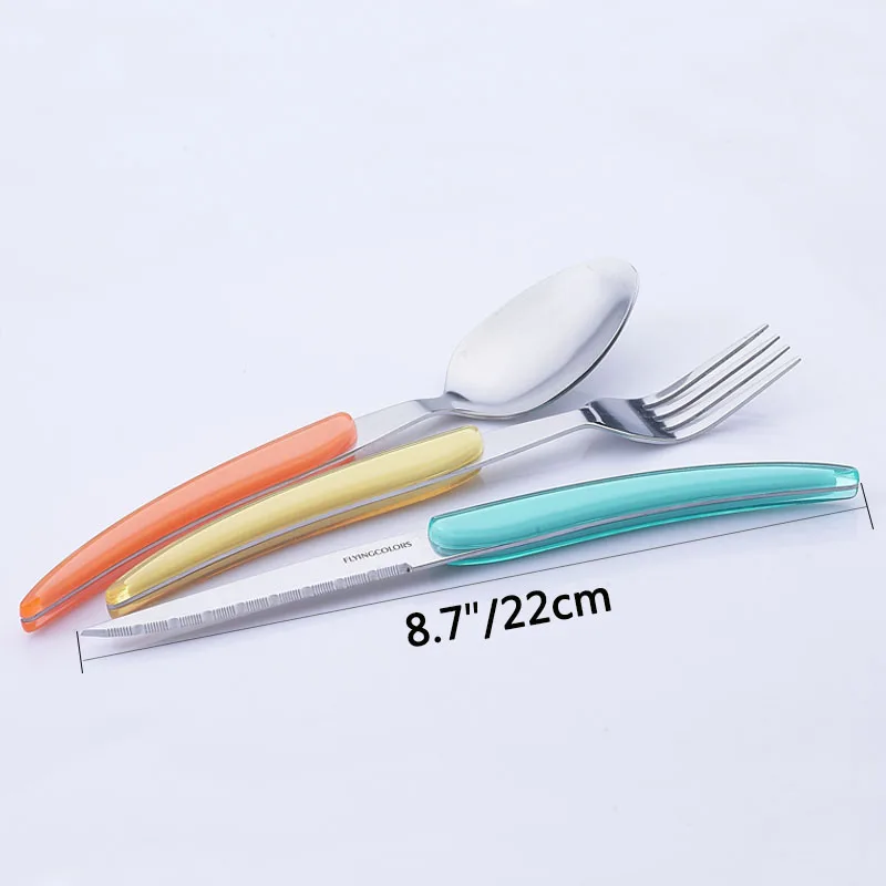 3pcs Classical Rainbow Cutlery Tableware Set with Fashion handle color Knife and Fork Spoon Sets