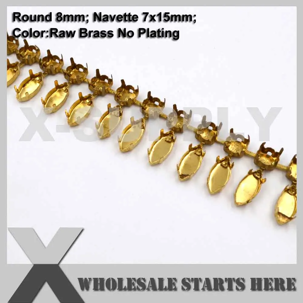 

8mm Round&Navette Fringle Hollow Empty Cup Chain Without Crystals for Craft/Shoe/Jewelry/Apparel