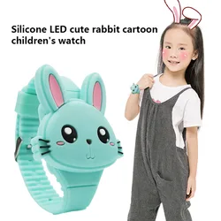 Kids Watches Children Cute Rabbit Cat 3D Cartoon LED Electronic Watch Boys and Girls Silicone Toy Wrist Watches Birthday Gifts