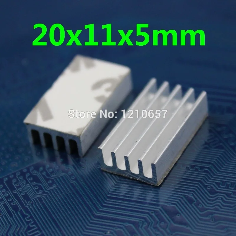 

200pcs LOT 20 x 11 x 5 mm Aluminium Heatsink Chip CPU GPU VGA RAM IC Dipimpin Pendingin Radiator Pendingin