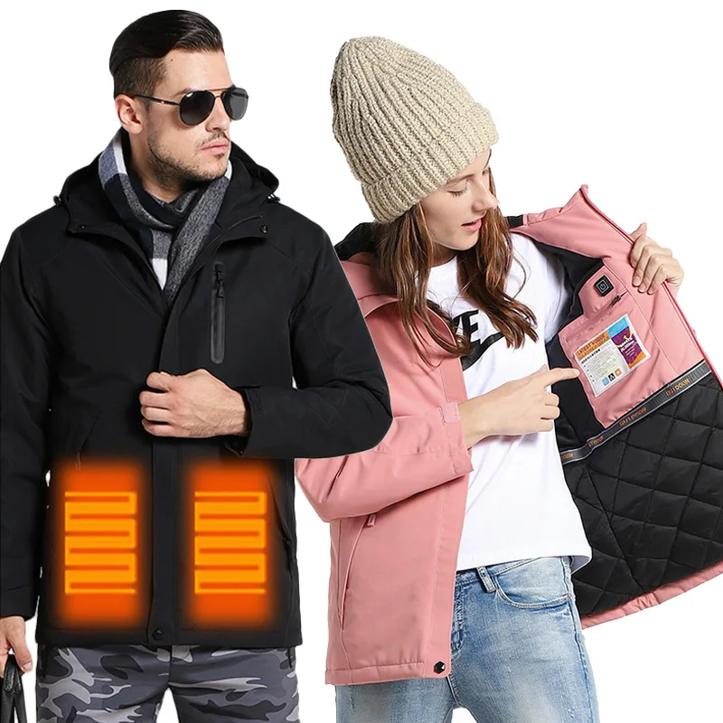 

USB Heating Hiking Jacket Women Men Winter Warm Overcoat Camping Trekking Windbreaker Outdoor Ski Waterproof Jackets Coats WS100