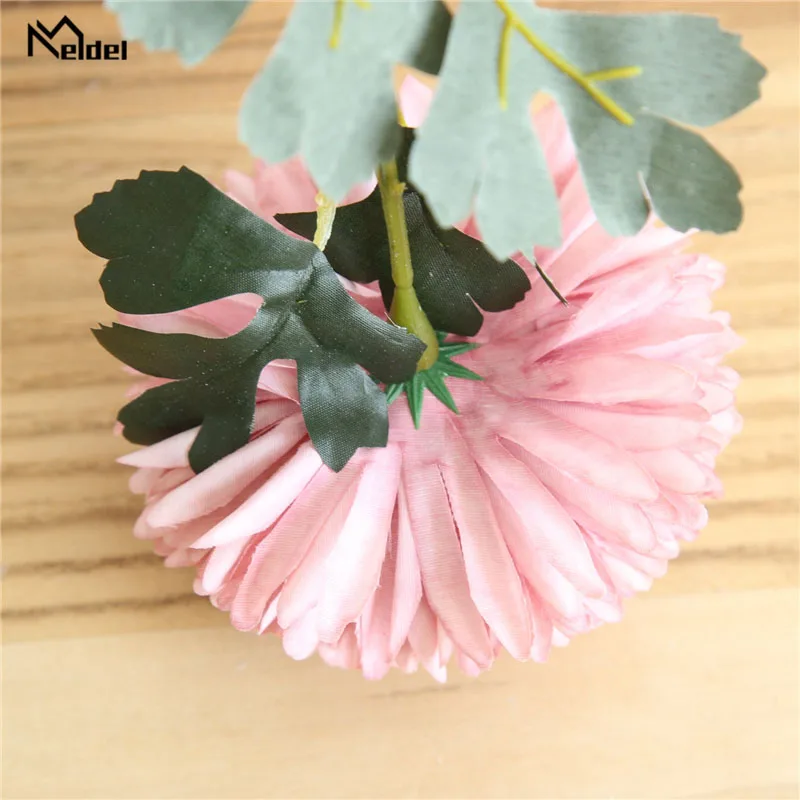 Meldel-Bouquet de Mariage avec Pompons Artificiels, Fleurs de Pissenlit, Boule de Fleurs Blanches et Roses, Décoration de Maison