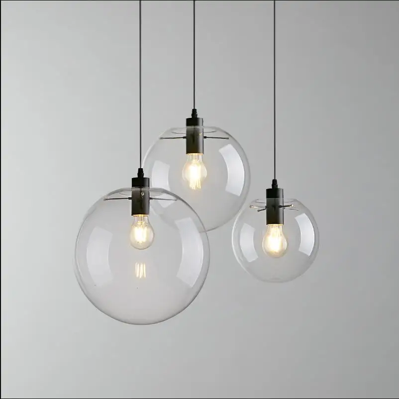 Modern LED Glass Ball Pendant Lights Nordic hanging lamp for Restaurant Lustre Suspension Dining Room Home Decor Light Fixture