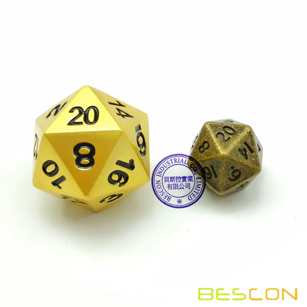 Bescon 10MM Mini Solid Metal Dice Set Ancient Brass, Mini Metallic Polyhedral D&D RPG Miniature Dice 7-sets