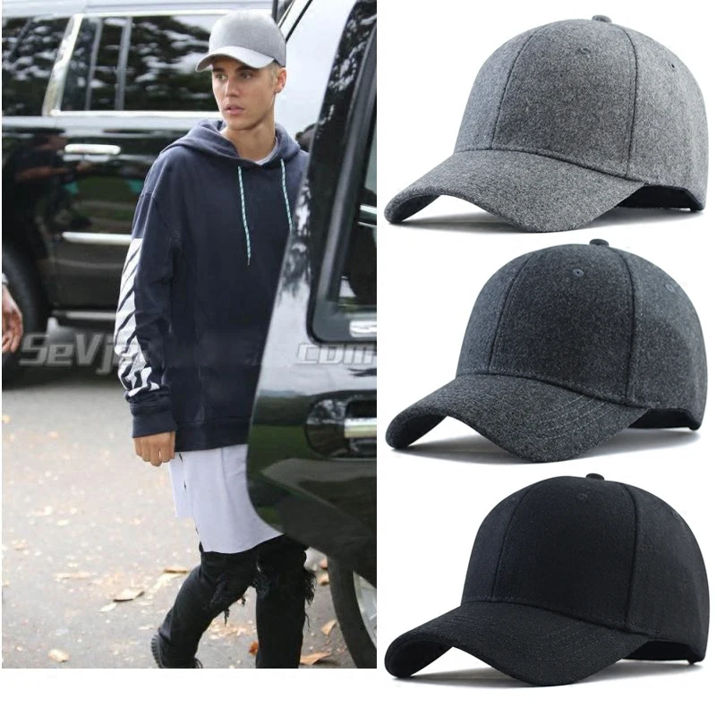 

Men Big Head Baseball Cap,Black/Gray Color Adult Peaked Cap With Large Size Circumference 56-68cm Wool Hip Hop Hat