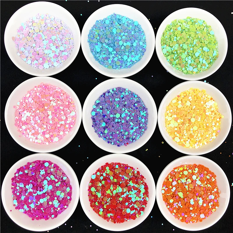 20g Multi Size 1mm 2mm 3mm 4mm dot Nail Sequins Flat Round Sequin Nail Beauty Stickers Lady Girls manicure Glitter Paillettes