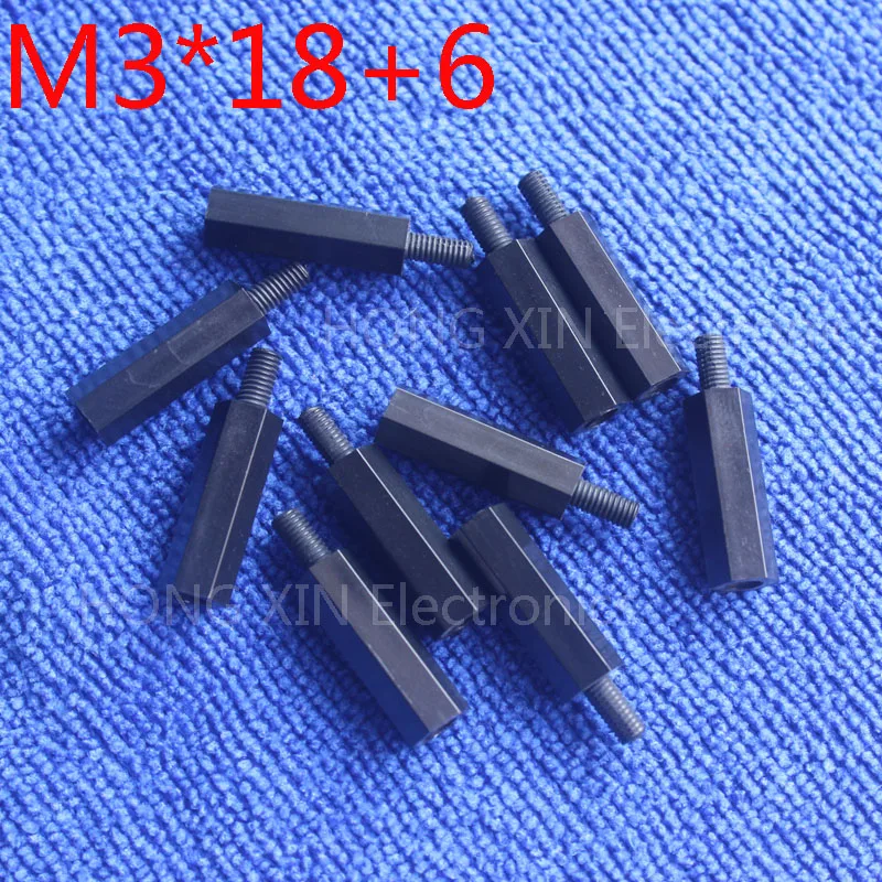 M3*18+6 1 pcs Black Nylon Standoff Spacer Standard M3 Male-Female 18mm Standoff Kit Repair Set High Quality