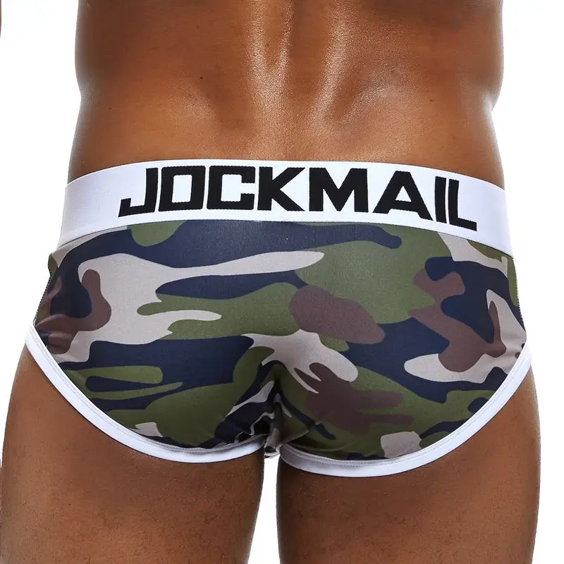 JOCKMAIL Brand Sexy underwear men Camouflage printed ice silk briefs men panties calzoncillos hombre slip Gay underwear Penis