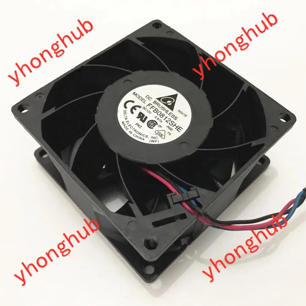 

Delta Electronics FFB0812SHE R00 DC 12V 0.87A 80x80x38mm Server Cooling Fan