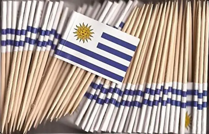 Mini 50PCS Uruguay Toothpick Flags Paper Food Picks Cake Toothpicks Paper flags Cupcake Topper Decoration Fruit Cocktail Sticks