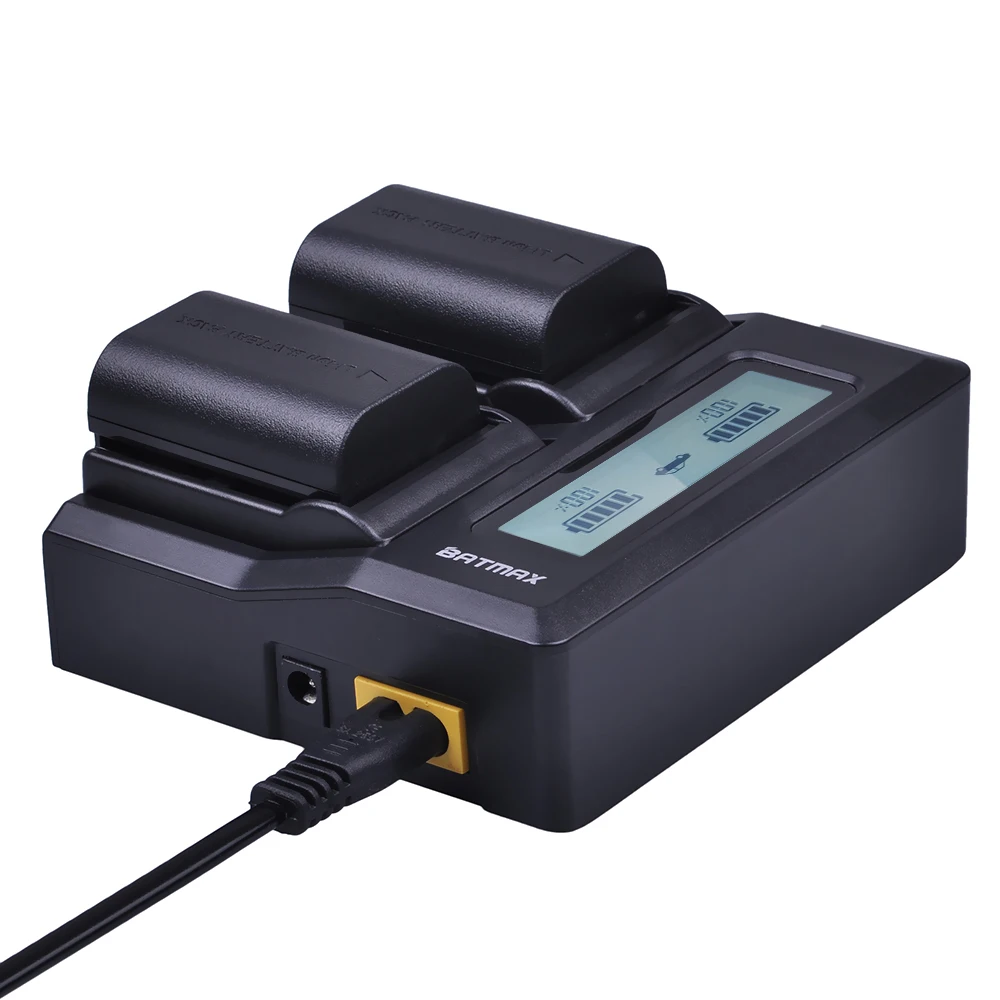 Batmax LP-E6 LP-E6N  LCD Rapid Dual Charger for CANON DSLR EOS 60D 5D3 7D 6D 70D 5D Mark II III SLR  and Canon LC-E6