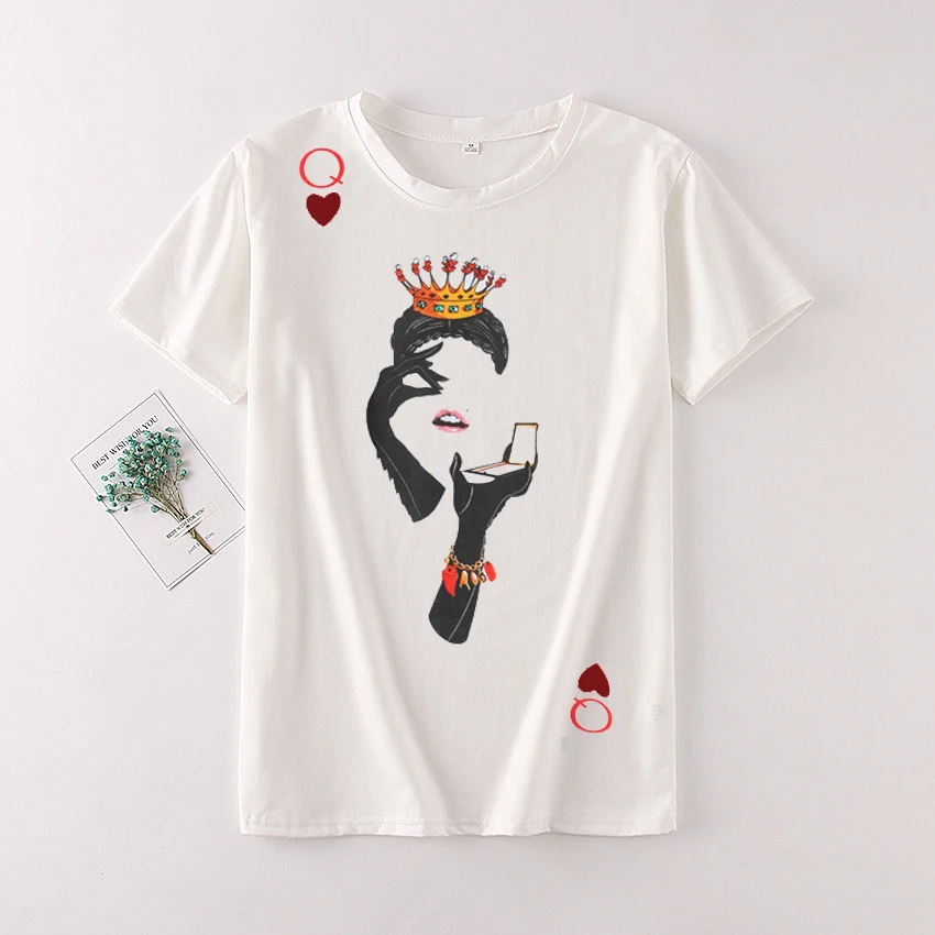 Zuolunouba Streetwear Cotton Summer Tees Tops Female Fashion Red Heart Listen Harajuku Girl Short Sleeve T-shirt Women