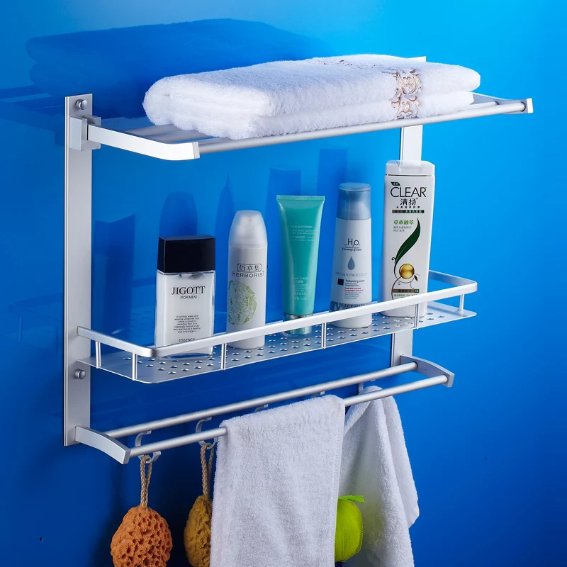 aluminum dual tier bathroom shelf