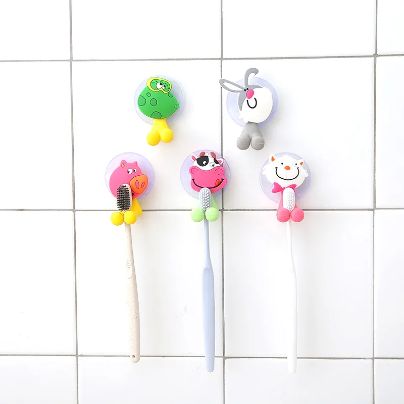 luluhut 1PC Cartoon toothbrush holder wall mounted cute tooth brush holder bathroom accessories organizer for toothbrushes