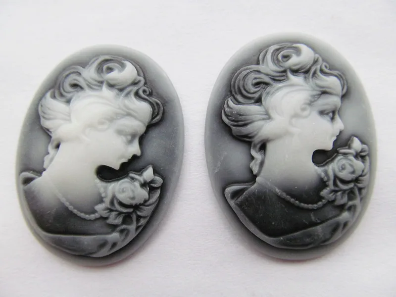 20pcs 30mmx40mm Oval Flatback Resin Relief Beauty Head Cameo Cabochon Charm,Fit Base Setting Tray Bezel,DIY Jewellery Accessory