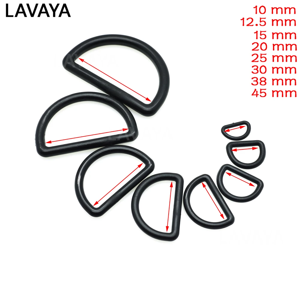 10 sztuk plastikowe klamry D-ring klamra pasa pierścień torby pierścienie D na akcesoria do toreb taśma rozmiar 10mm-45mm czarny